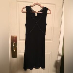 Gorgeous JJill Black Sleeveless Dress with chiffon & white stitch detail